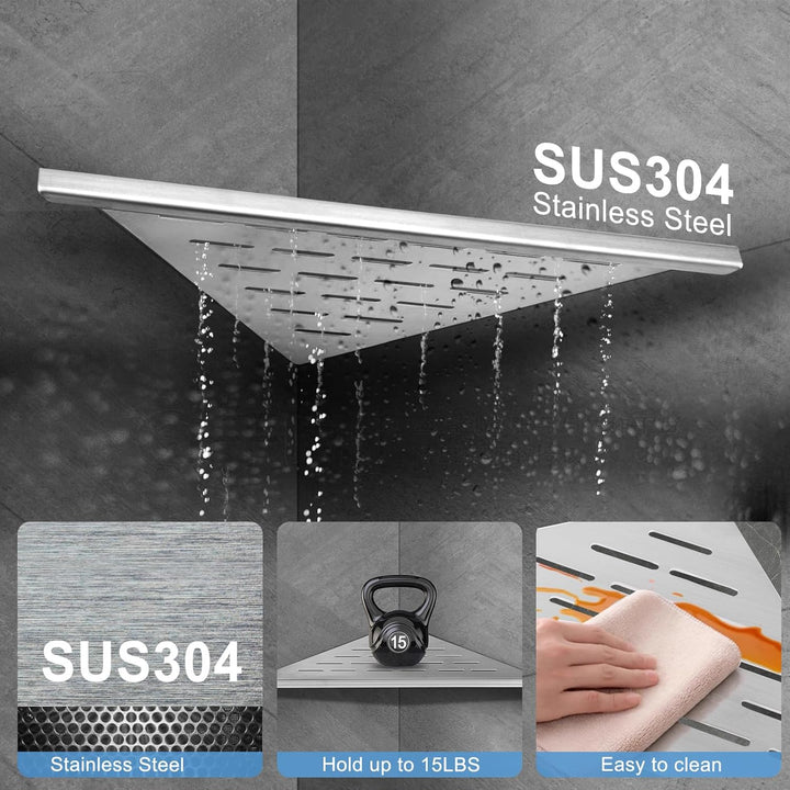 Duschablage Eckablage 304 Edelstahl Einbauregal Duschkorb Shampoo Halter für Badezimmer Küche 254mm