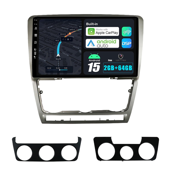 JOYX Android 15 IPS Autoradio Passt für Skoda Octavia (2007-2009) - Eingebautes CarPlay Android Auto
