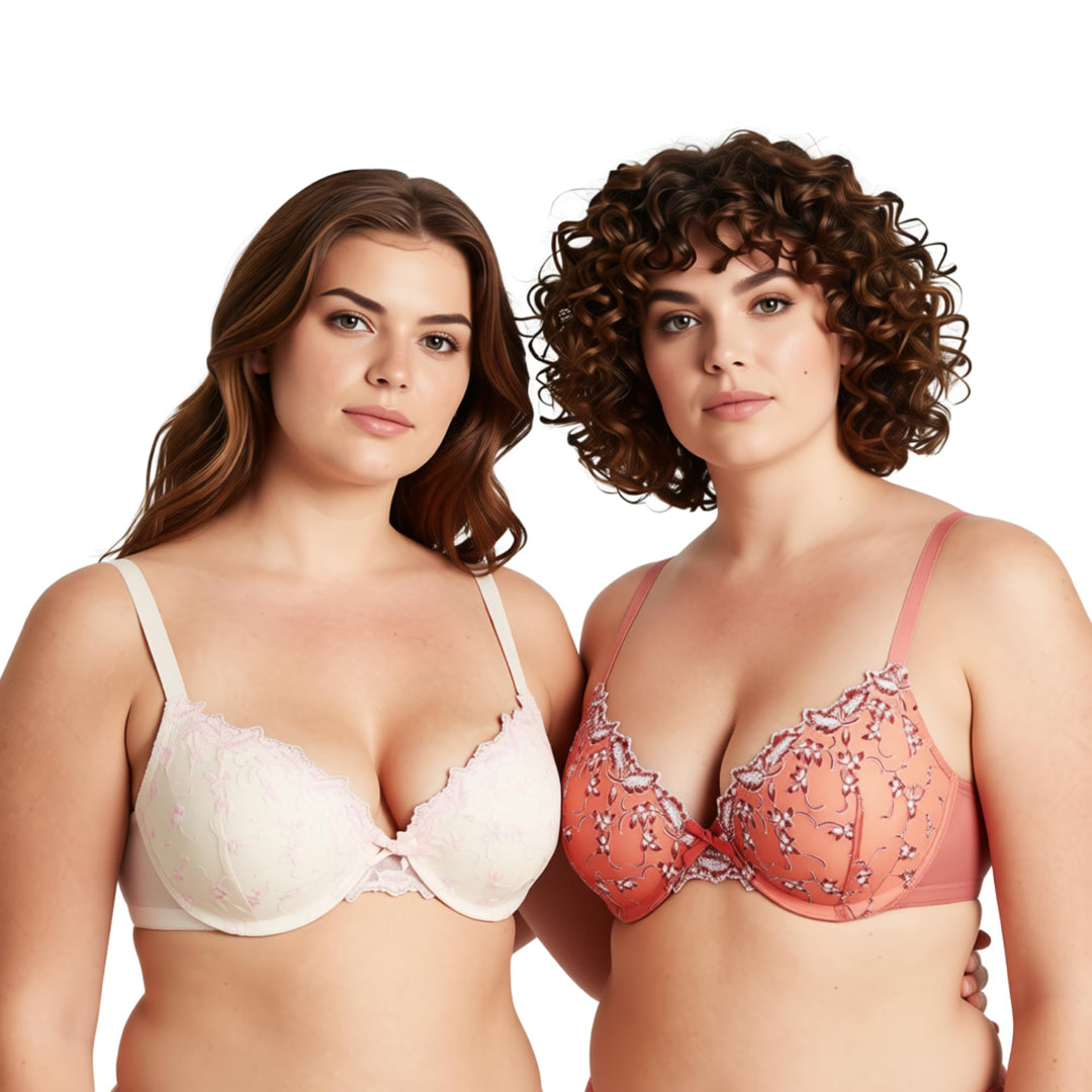 Curve Muse Frauen Übergrösse 1 Tasse Hochdrücken Bügelspitze hinzufügen Stickerei BHS 70E Buttermilc