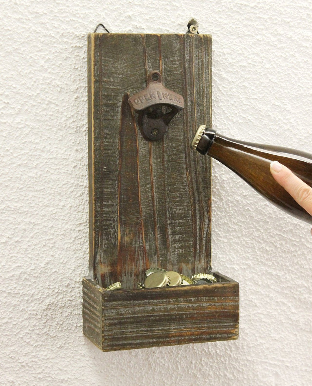 DanDiBo Flaschenöffner mit Kronkorkenbehälter 5094 Bieröffner 32 cm Wandflaschenöffner
