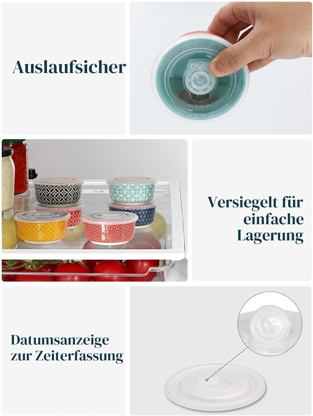 DOWAN Creme Brulee Schälchen mit Deckeln, 6 X 120ml Porzellan Souffle Förmchen Backofenfest, Auflauf
