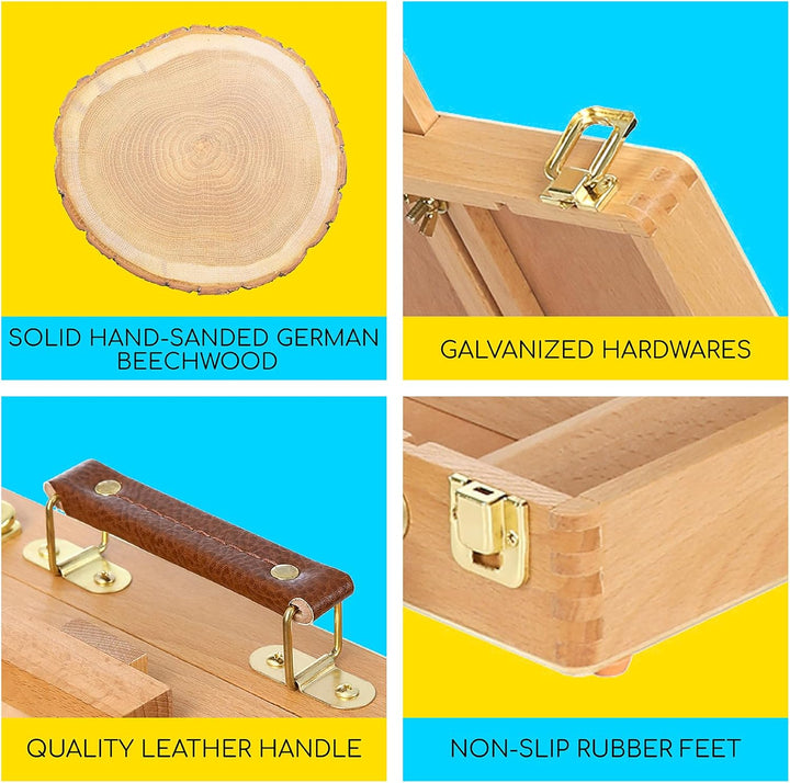 MEEDEN Studio Sketch Box Staffelei aus massivem Buchenholz, universelles Design, verstellbare Tischp