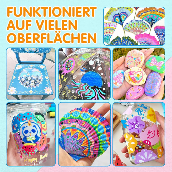 Efimeso 120 Farben Acrylstifte für Steine Wasserfest,Pinselmalstifte auf Wasserbasis Acrylic Paint M