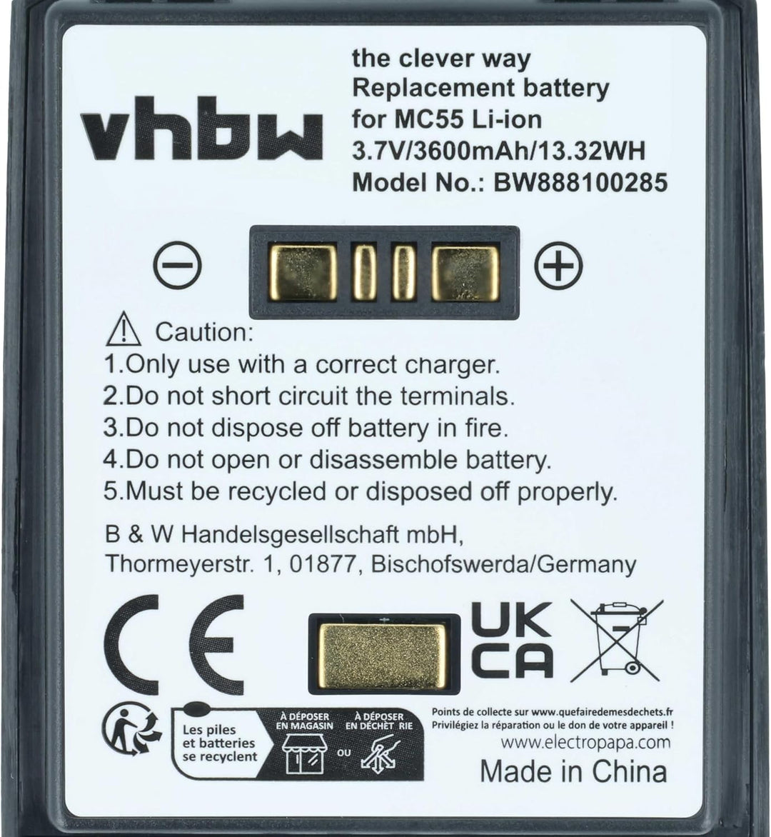 vhbw Akku kompatibel mit Symbol MC659B, MC67 Mobilcomputer PDA Scanner (3600 mAh, 3,7 V, Li-Ion)