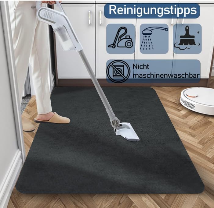 Schmutzfangmatte 60x90cm,Superdünn Innen Fussmatte,Saugfähiges Rutschfester Teppich,strapazierfähige