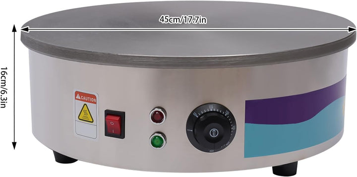 45 cm elektrische Crêpes-Pfanne, 3000 W Crêpes-Maker, Multifunktionaler Antihaftbeschichteter Pfannk