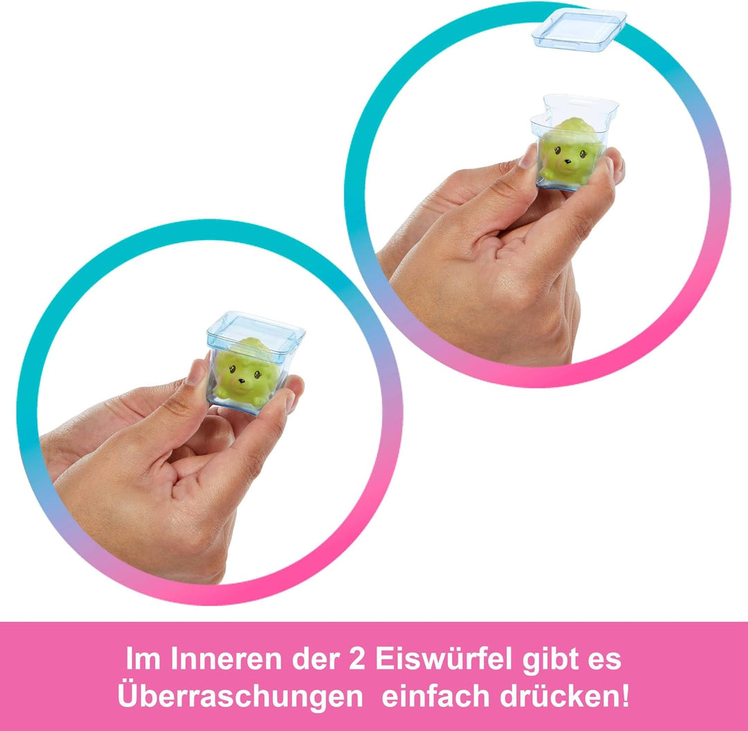 Barbie Pop Reveal Bubble Tea Serie Puppe und Zubehör, duftende Berry-Bliss-Modepuppe mit Haustier, 8