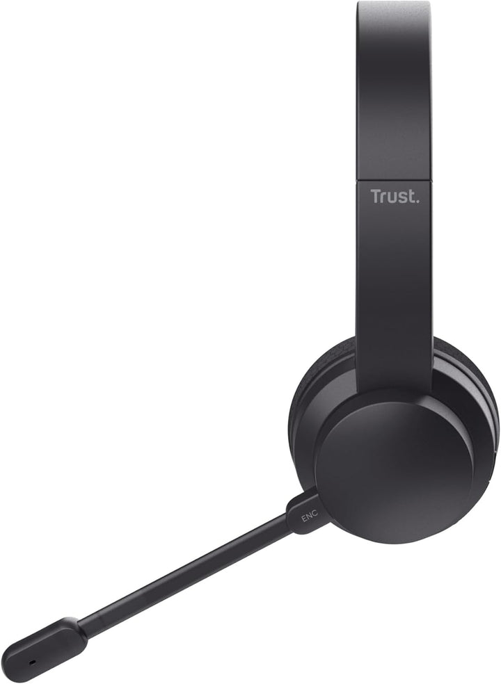 Trust Roha II Kopfhörer Kabellos Bluetooth mit Dual ENC Mikrofon, 85% Recyclingkunststoff, Aufladbar