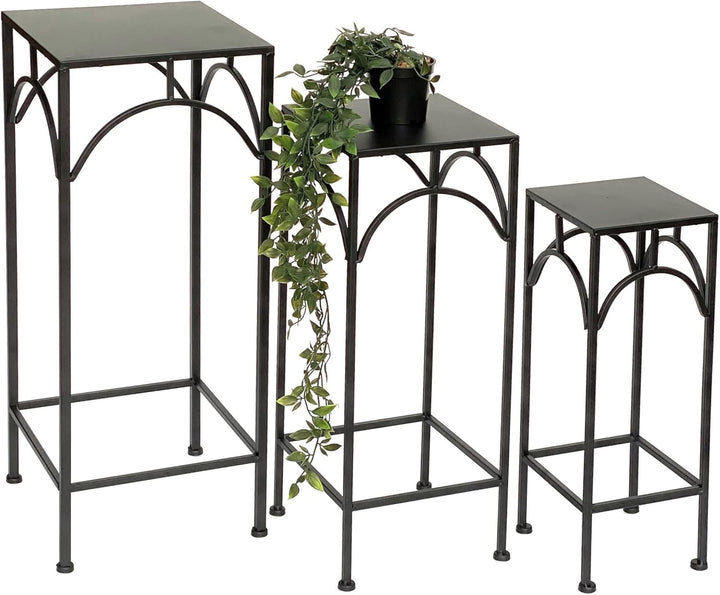 DanDiBo Blumenhocker Metall Schwarz Eckig 50 - 70 cm Blumenständer 96132 3er Set Beistelltisch Blume