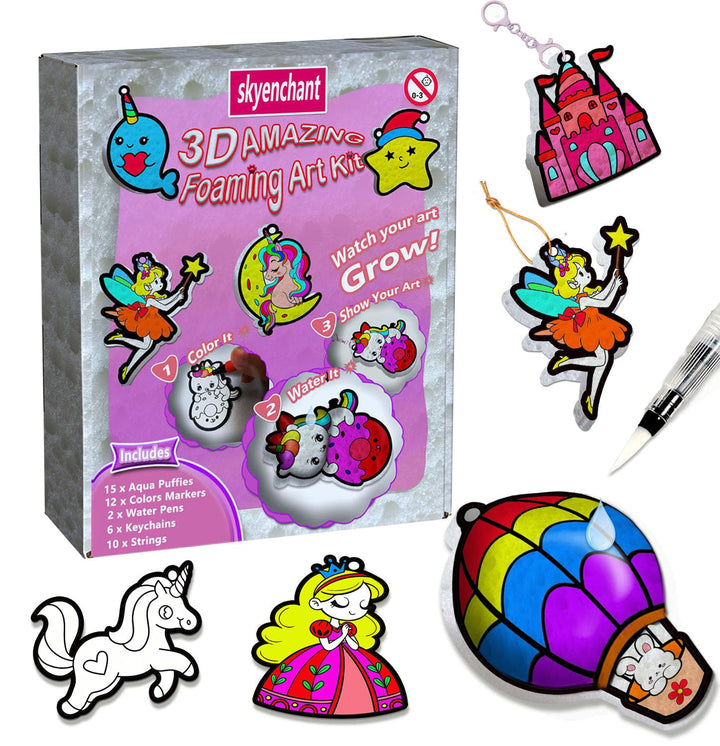 JRD&amp;BS WINL 3D-Kunstset für Kinder: Aqua-Aufschäum Süsse Prinzessinnen &amp; Einhörner, Malsets für Kind