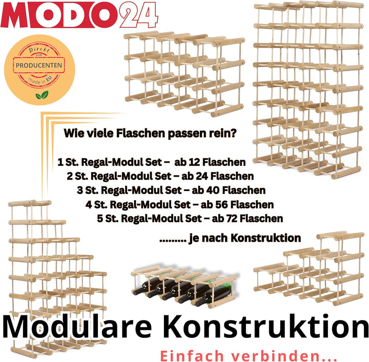 Weinregal Modular TANNE, für 24 Flaschen oder mehr, Flaschenregal, Weinständer, Getränkeregal, Flasc
