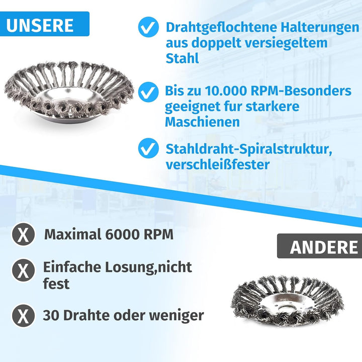 Unkrautbürste für Freischneider 150 x 25,4 mm StahlbüRste Unkrautbuerste Wildkrautbürste für Motorse