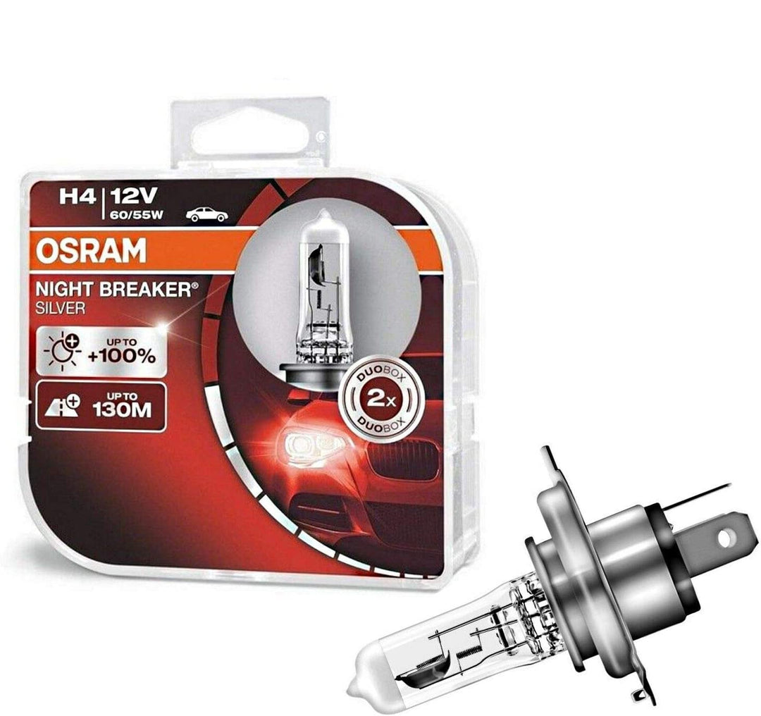2x Osram H4 60/55W 12V Night Breaker Silver +100% 64193NBS-HCB hell Weiss Ersatz Halogen Birne für S
