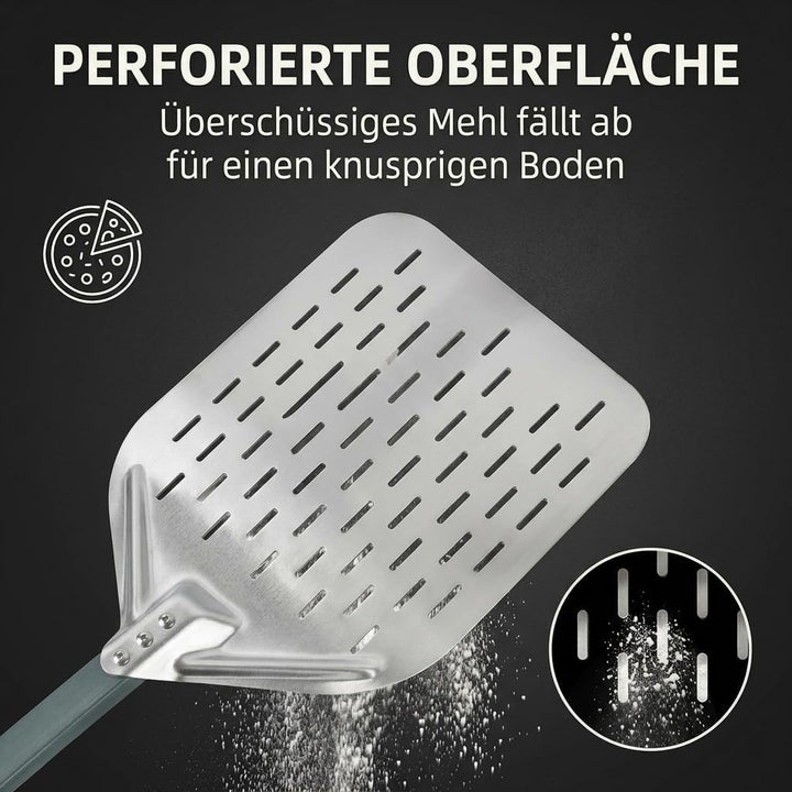 Pizzaschieber 40 * 30cm 12 Zoll Aluminium Pizzaschieber perfekter Grösse und perforiertem Design für
