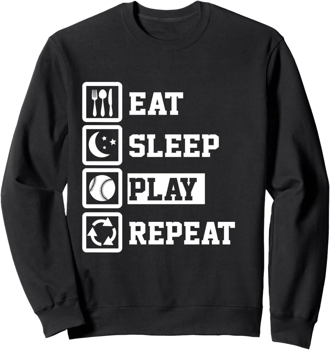 Eat Sleep Baseball Repeat Funny Baseball Sweatshirt
