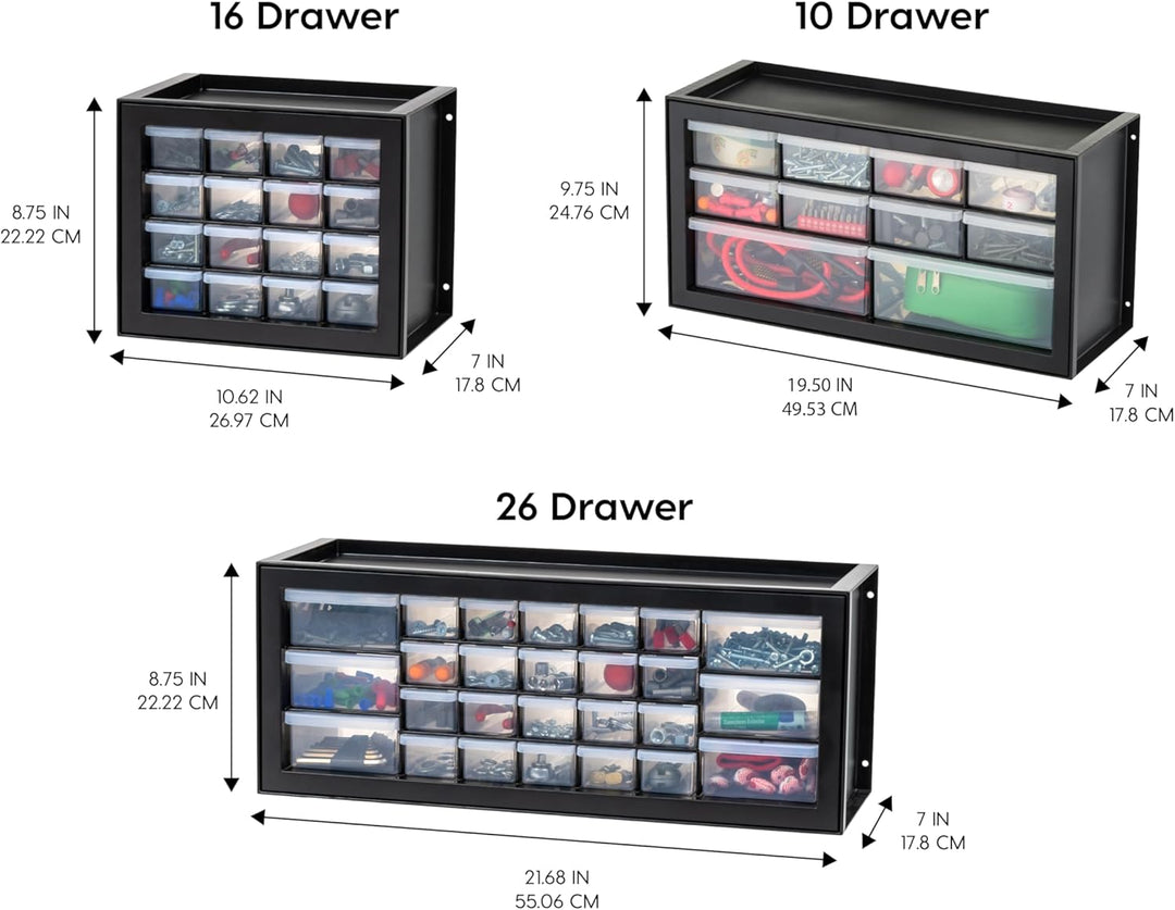 IRIS USA Schrauben-Organizer, Hardware-Aufbewahrung, Organizer, 16 Schubladen-Schrank, Kunststoff-Sc