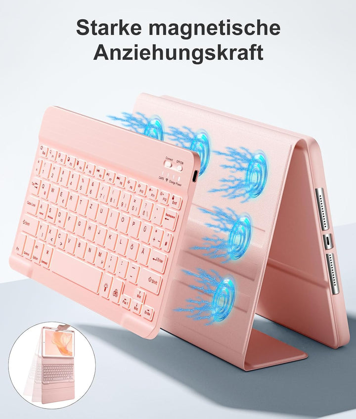 Vobafe Hülle mit Tastatur Kompatibel für iPad 9./ 8. /7. Generation 10.2 Zoll mit Stifthalter, Magne