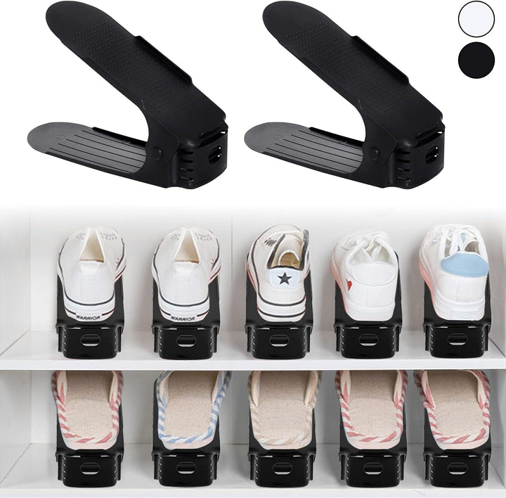 30 Stück Einstellbare Schuhregale,PP Doppelschicht Schuhe Organizer,rutschfest Schuhstapler,3 Höhenv