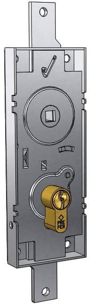PREFER Schwingschloss/Garagenschloss, Euro-Profilzylinder, 70 mm, Griff aus verrücktem Stahl