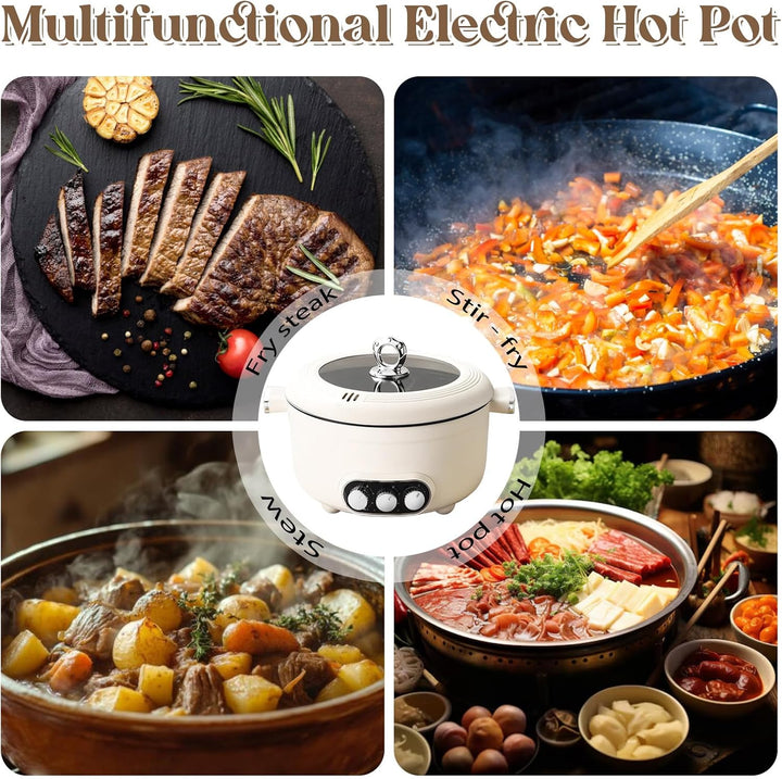 Hot Pot Elektrisch, 5.3L Elektrischer Kochtopf, 1000W Multifunktionale Bratpfanne Antihaft-Suppentop