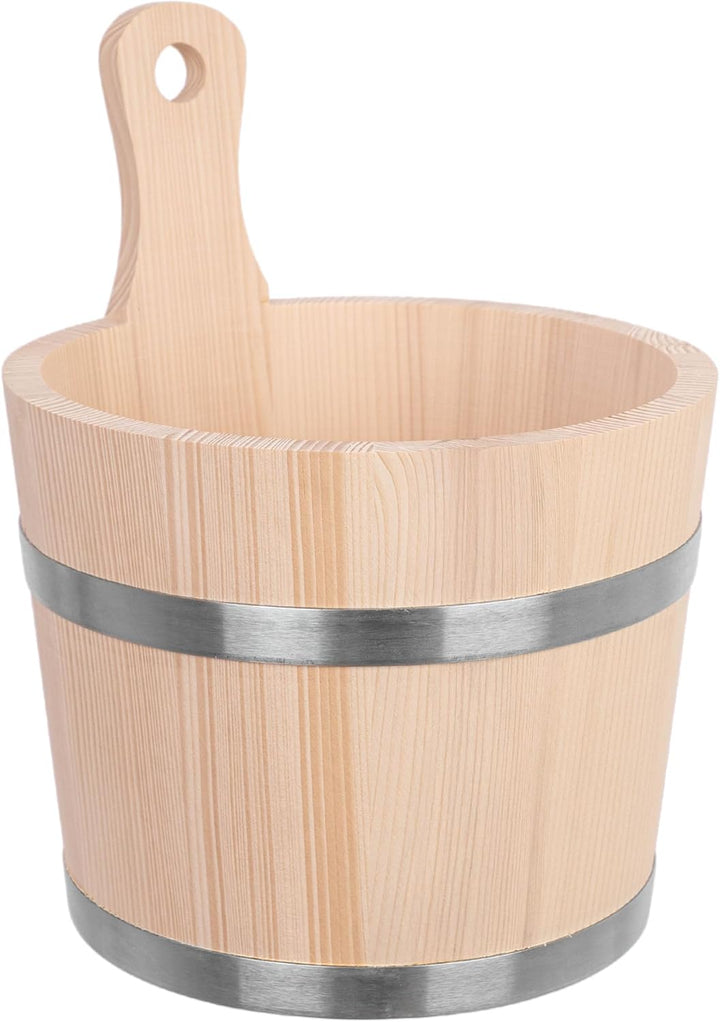 KADAX Saunakübel aus Holz, 5 Liter, Holzeimer mit Griff, Saunaeimer für Aufgüsse, Eimer aus Naturhol
