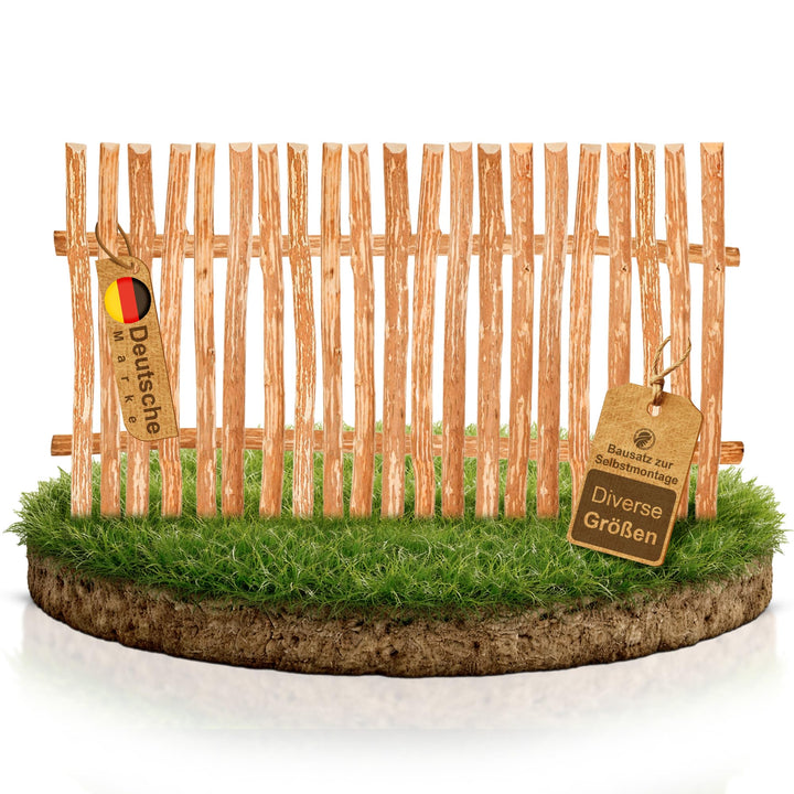 BooGardi Zaunelement Haselnuss · 144 Grössen · 50 x 90 cm (3-4 cm) · Staketenzaun Bausatz für Latten