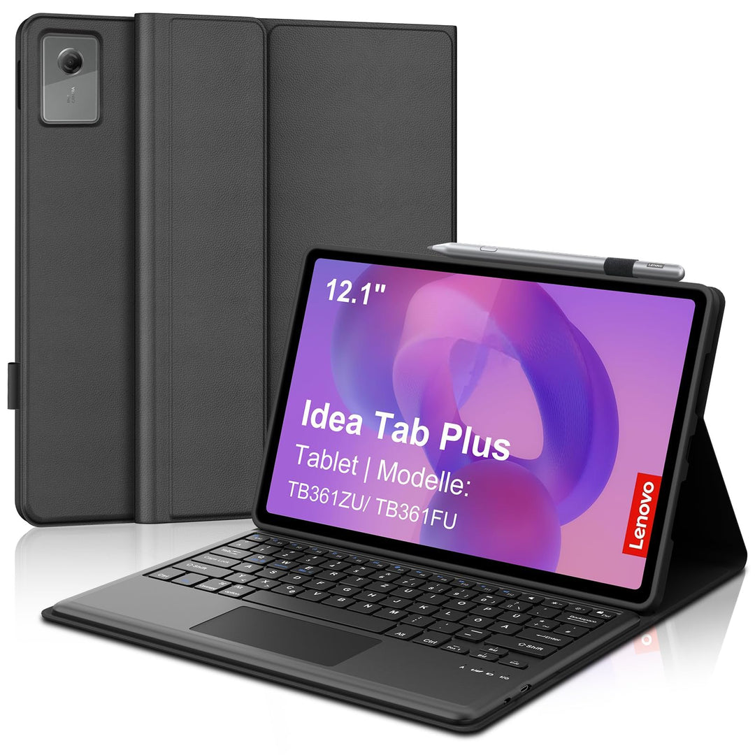 Für Idea Tab Plus 12.1" Tastaturhülle mit Touchpad QWERTZ | Für Lenovo Idea Tab Plus Tablet 12.1 Tas