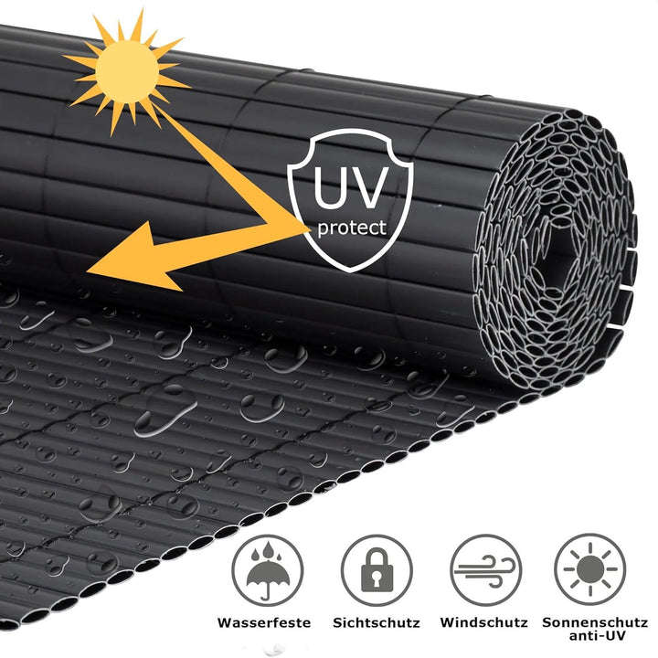 PVC Sichtschutzmatte - Bambus - 160 x 500 cm - Zaunsichtschutz, Sichtschutzzaun, Balkonverkleidung,