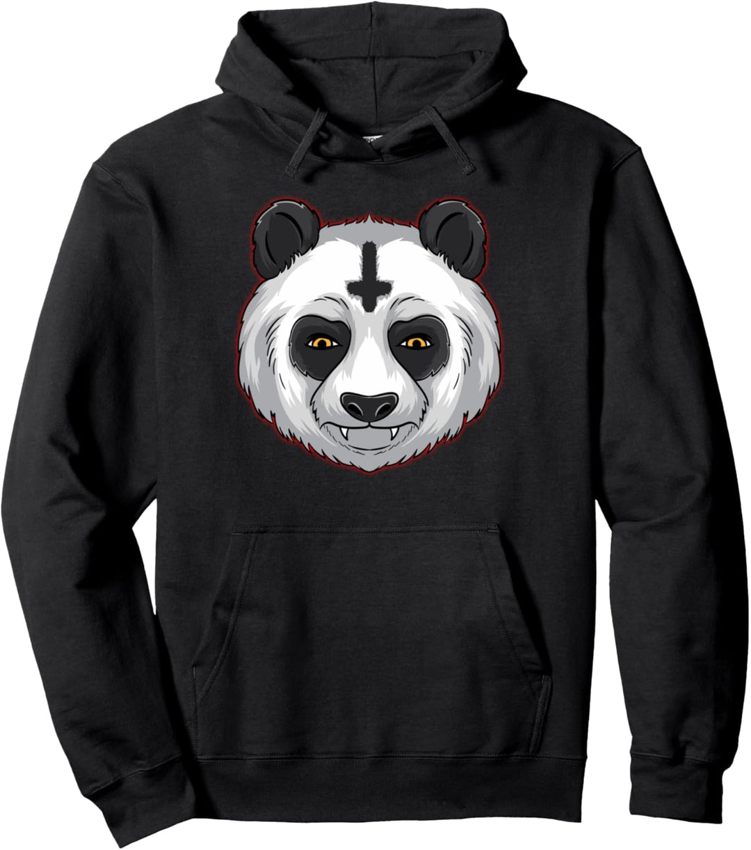 Panda Cross Bamboo Death Metal Goth Genre Musik Band Roll Pullover Hoodie