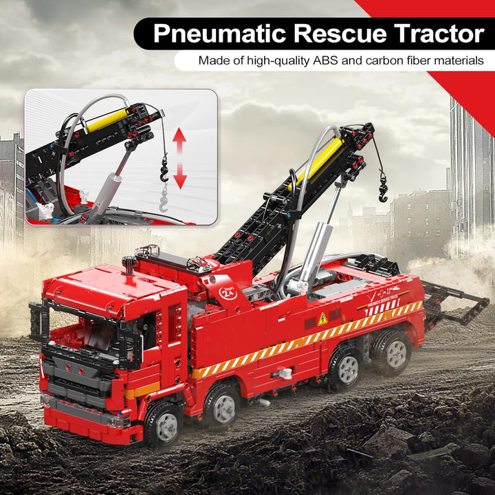 Mould King 19017 Technik Ferngesteuert Anhänger, 1653 Teile 2.4Ghz RC mit 3 Motor, Technik Kran LKW