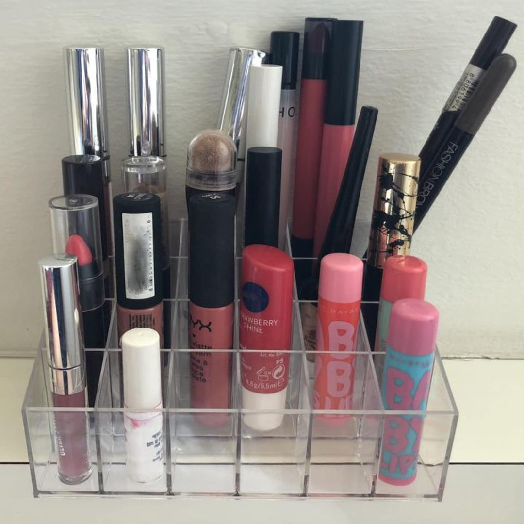 Tecbeauty Lippenstift-Halter, 24 Fächer, transparenter Lippenstift-Organizer, Acryl, Lipgloss, Aufbe