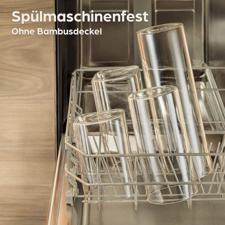 Praknu Vorratsgläser mit Deckel 4er Set - Luftdicht - 1,2 L - Spülmaschinenfest - 8
