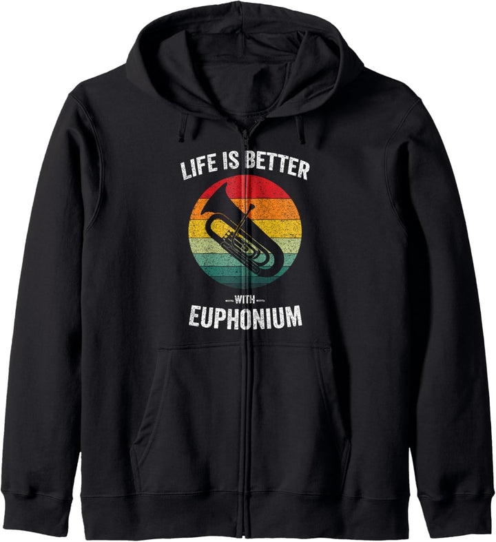 Das Leben ist besser mit Euphonium Vintage Horninstrument Kapuzenjacke