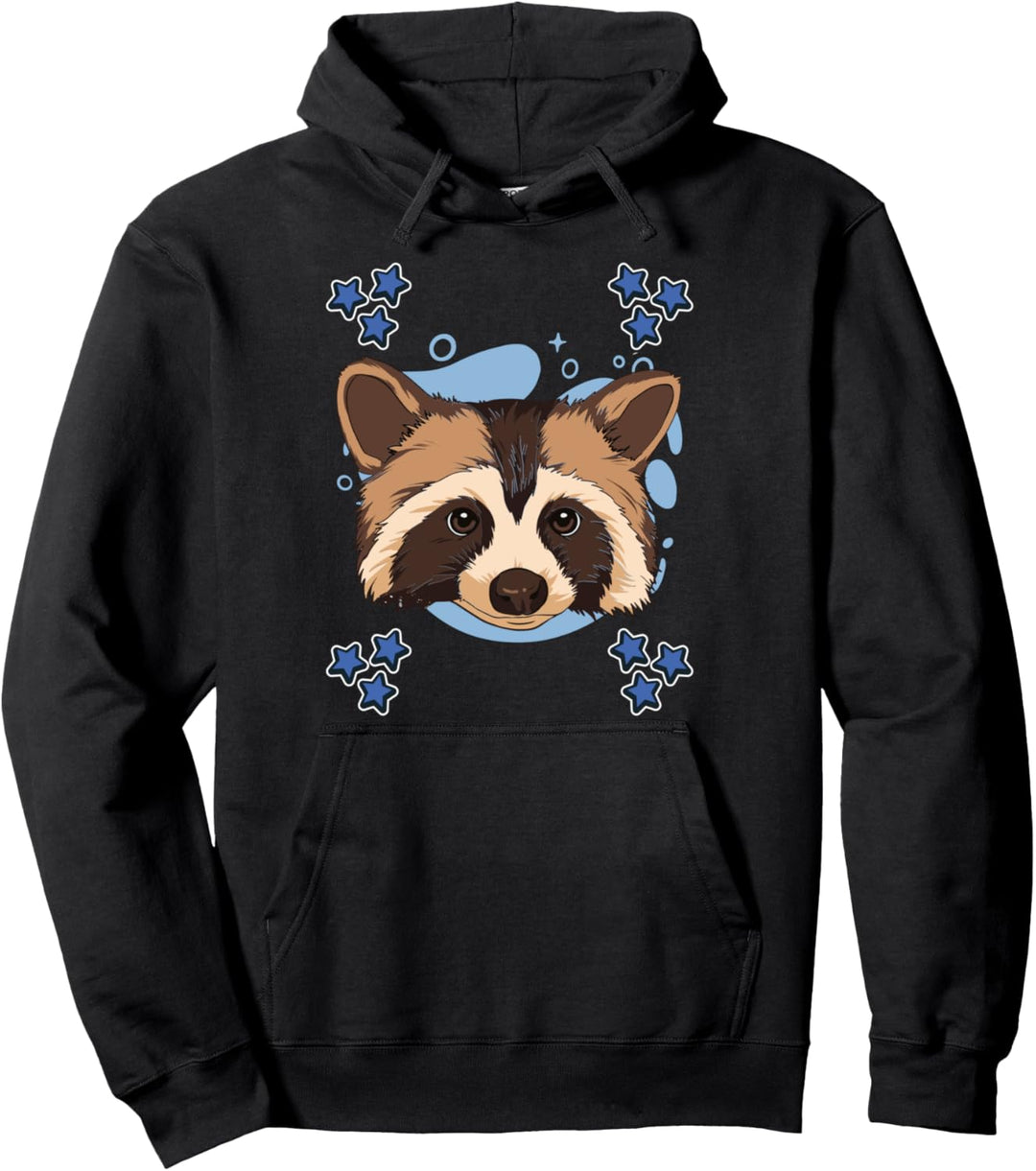 Herren Waschbär Zeichnung Sterne Jungen Waschbär Pullover Hoodie