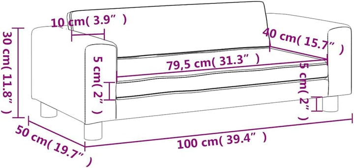 vidaXL Kindersofa mit Hocker Rosa 100x50x30 cm Samt