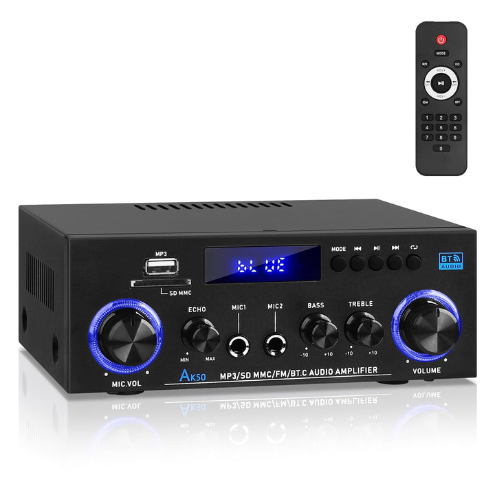 AK50 HiFi-Verstärker mit Bluetooth RMS 60WX2 Stereo Audio Verstärker Empfänger 2.0 Kanal Max 400W Au