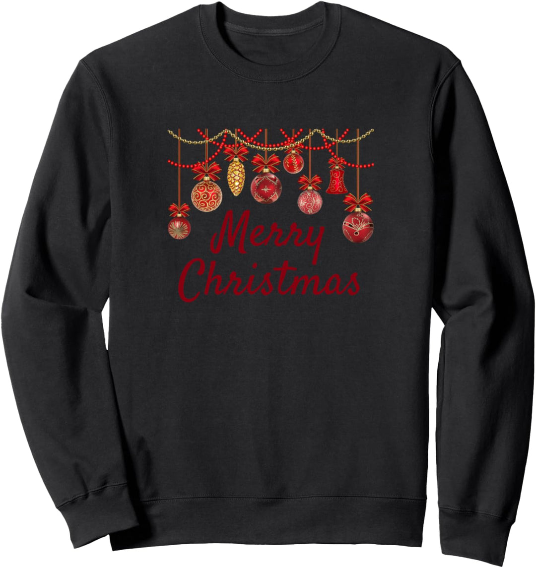 Frohe Feiertage Ornamente Frohe Weihnachten Chanukka Rot Sweatshirt