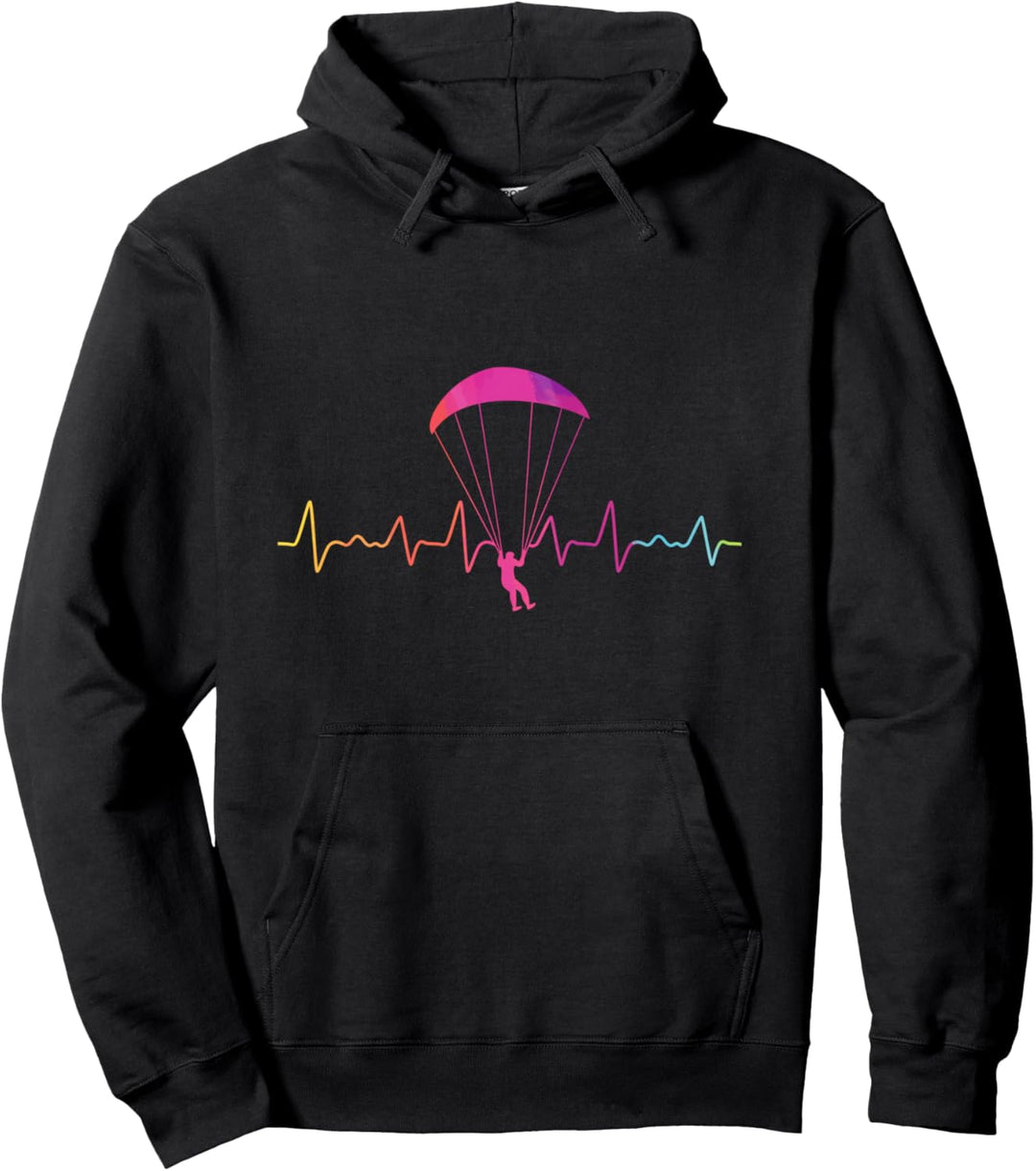 Bunter Herzschlag Paragliding Pullover Hoodie