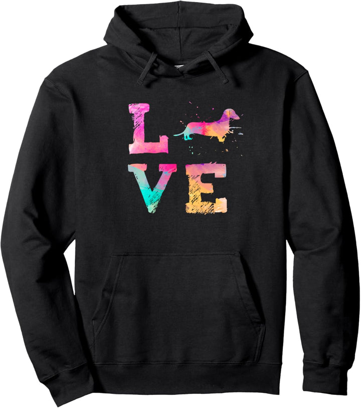 Bunte Aquarellmalerei Dackel Hund Love-r Pullover Hoodie