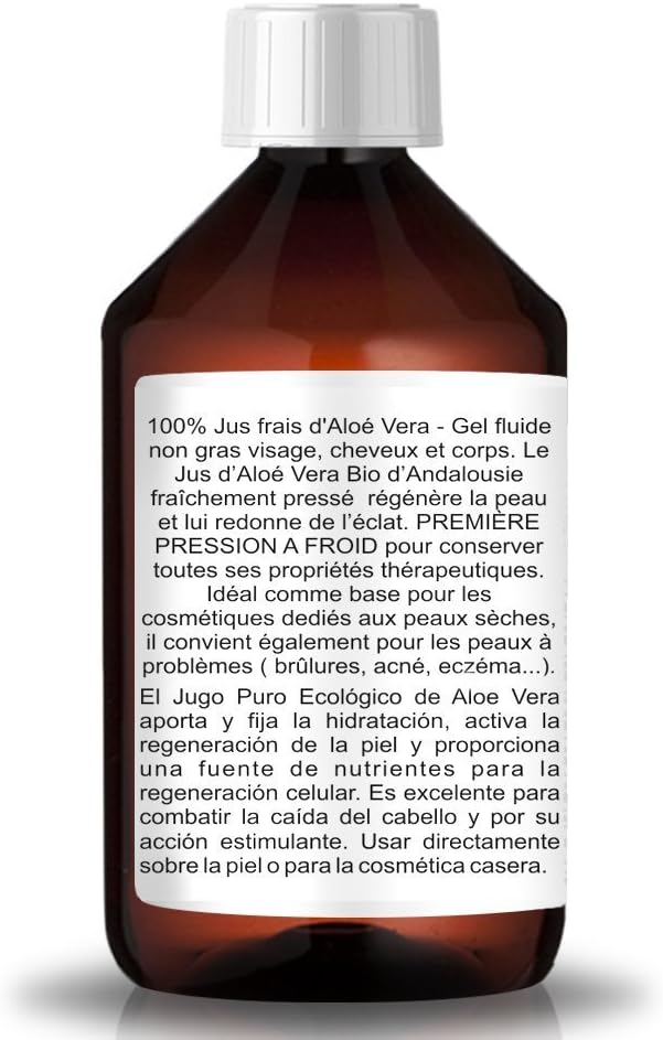 BIO Frisches Aloe Vera Flüssigkonzentrat | 100% Natürlich und Reines | Kaltgepresst | Haut- und Haar