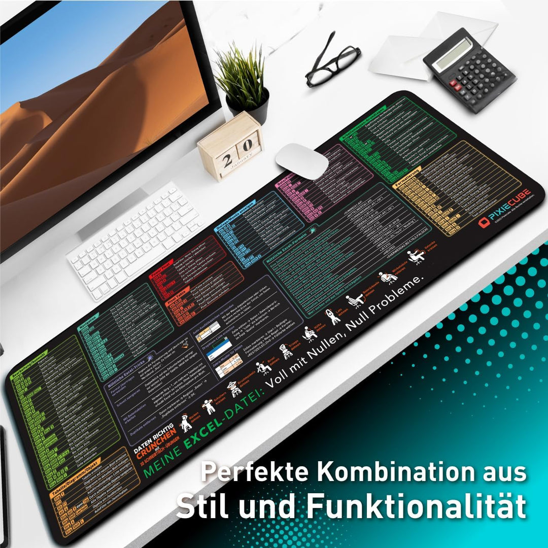 Excel Shortcuts unterlage Deutsch | Shortcut-Tasten-Mauspad | erweitertes grosses XL-Spickzettel Gam