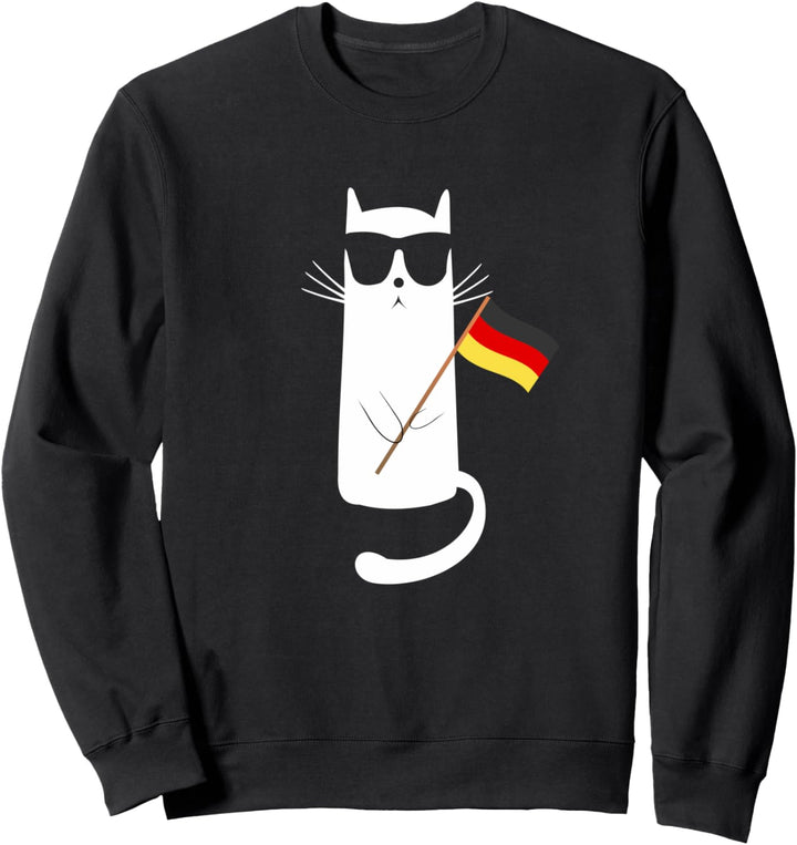 Lustige Katze mit Sonnenbrille mit Flagge Deutsch Sweatshirt