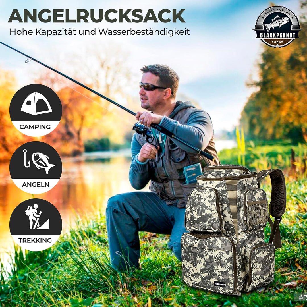 Angelrucksack mit Boxen - AngelnTasche, Angelrucksack, Inklusive 4 Tackleboxen, Zum Organisieren Auf
