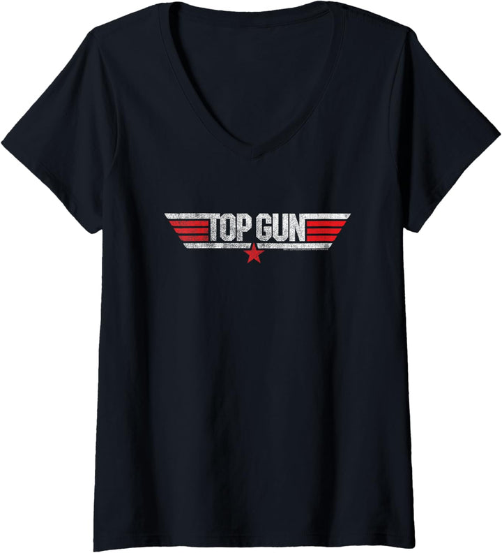 Top Gun Maverick und Logo T-Shirt mit V-Ausschnitt