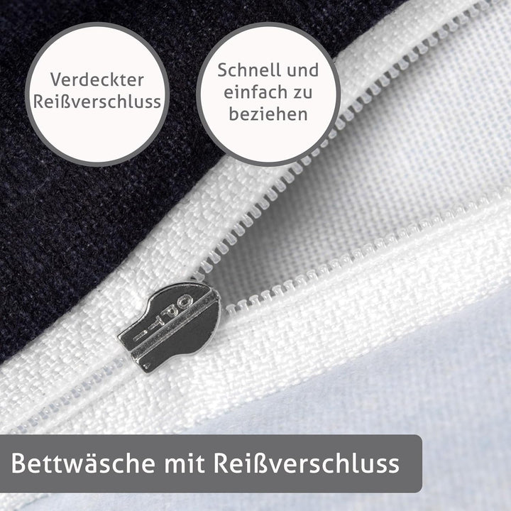LINKHOFF Bettwäsche gestreift 135x200 cm - Biber Bettwäsche Mintgrün - Grün Grau aus 100% Baumwolle