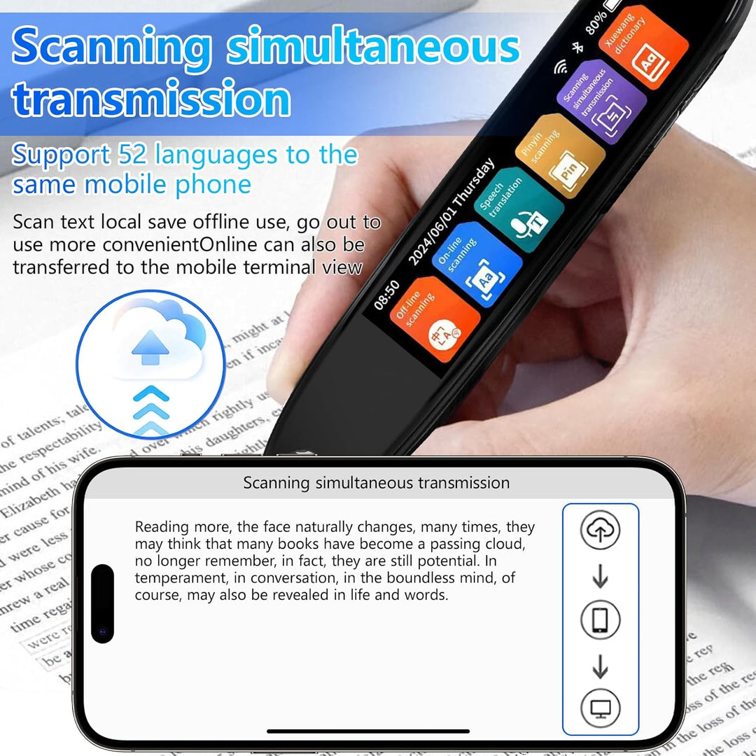 Scan Übersetzer Stift, Online 142 Sprachen Scan Reader Pen Lesestift mit 3,7 Zoll Touchscreen, Echtz