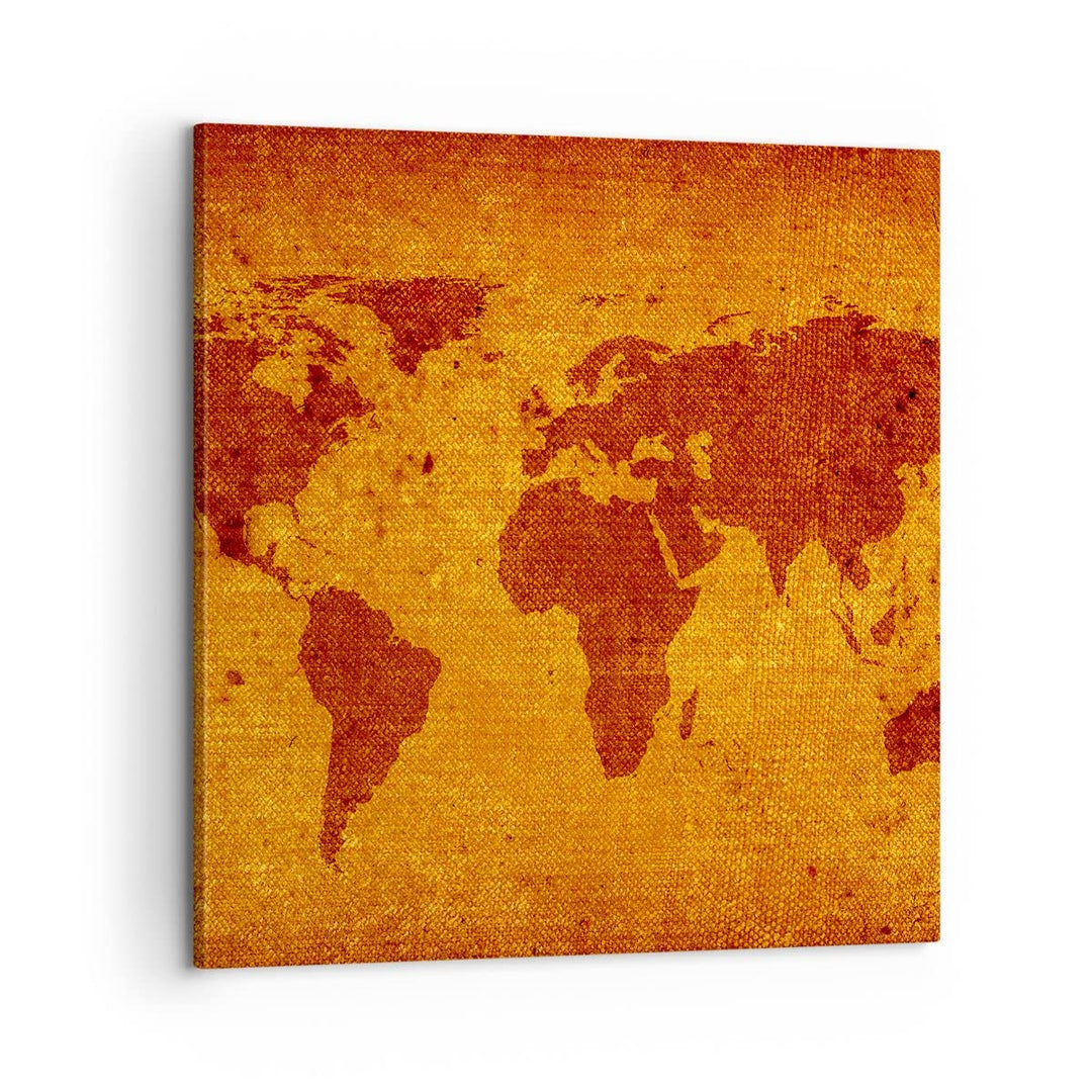 Bilder auf Leinwand Alte Karte Kontinente Reisen Welt Leinwandbild 60x60cm Wandbilder Dekoration Woh