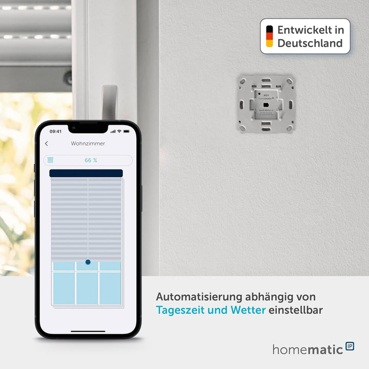 Homematic IP Smart Home Rollladenaktor für Markenschalter, digitale Steuerung für 1 Rollläden per Ap