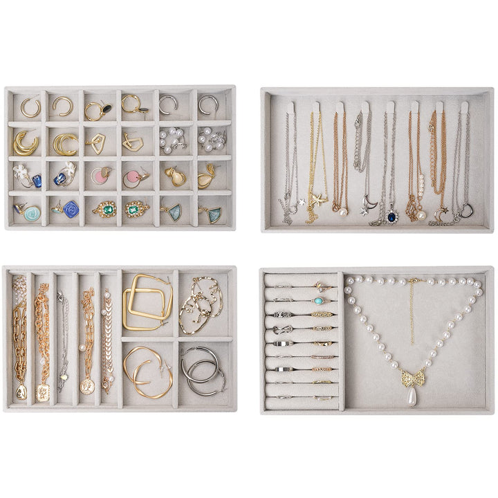 ProCase Schmucktablett Organizer Set mit 4 Schmuckschalen, Stapelbar Schmuck Schublade Organizer, Sc