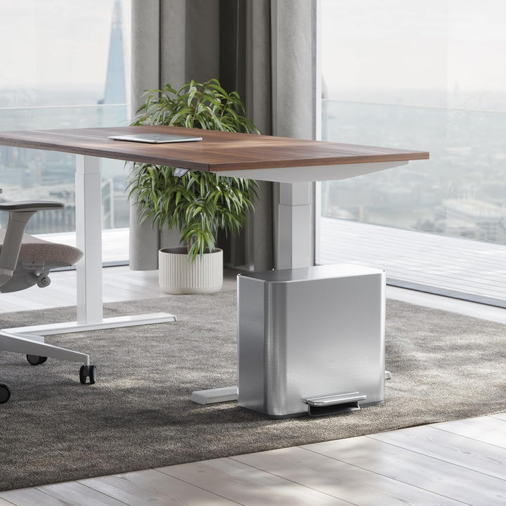 simplehuman 15L Mini Recycler Step Can, Doppelfach-Mülleimer für Hotel, Büros und kleine Räume, gebü